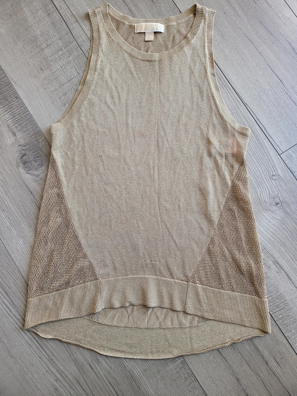 MICHAEL Kors Gold Mesh-Panel Knit Tank